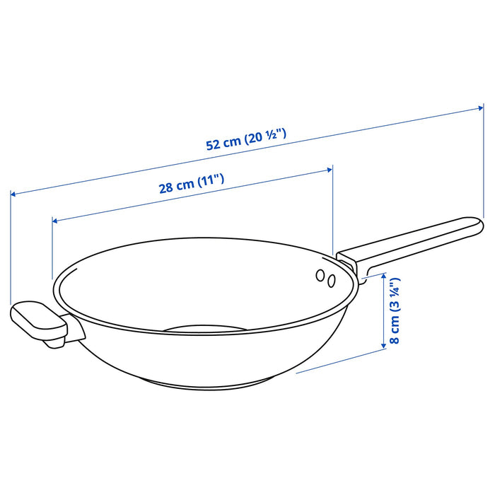 MIDDAGSMAT wok, non-stick coating/stainless steel, 28 cm