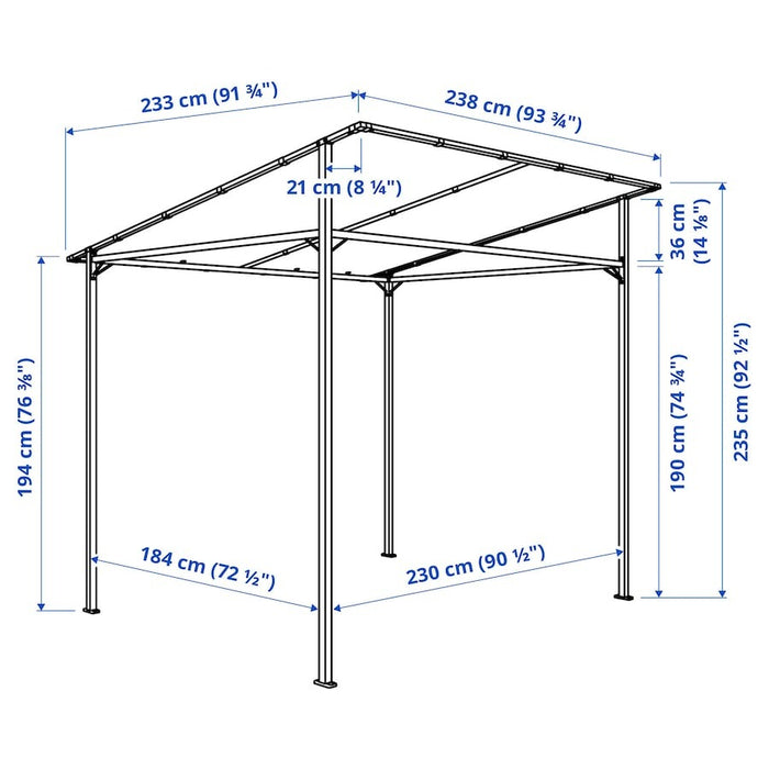 GUNNON Gazebo, dark grey/grey, 238x233 cm