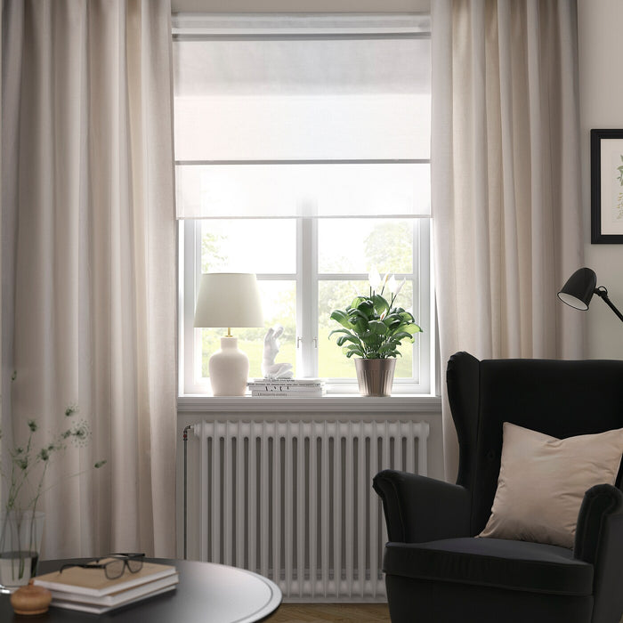 LENDA curtains with tie-backs, 1 pair, off-white, 140x250 cm