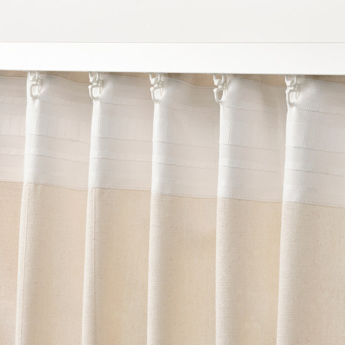 LENDA curtains with tie-backs, 1 pair, off-white, 140x250 cm