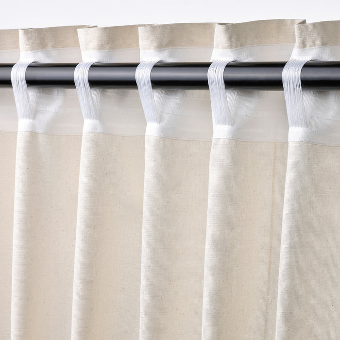 LENDA curtains with tie-backs, 1 pair, off-white, 140x250 cm