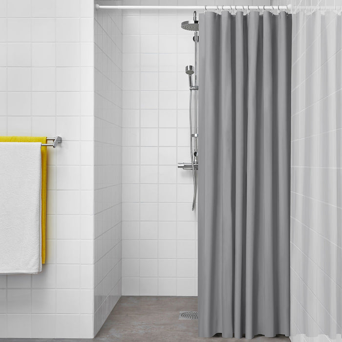 LUDDHAGTORN shower curtain, grey, 180x200 cm