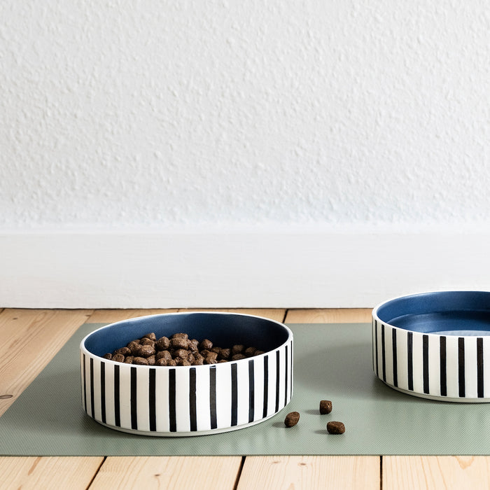 UTSADD pet bowl, stripe pattern black-blue/dark blue, 15 cm, 90569200