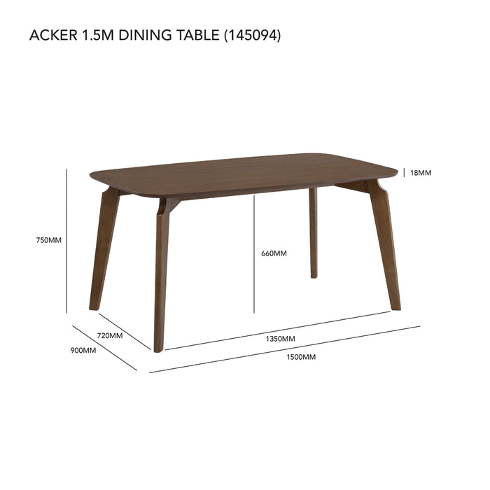 ACKER Dining table, cocoa, 150x90x75 cm, 145094