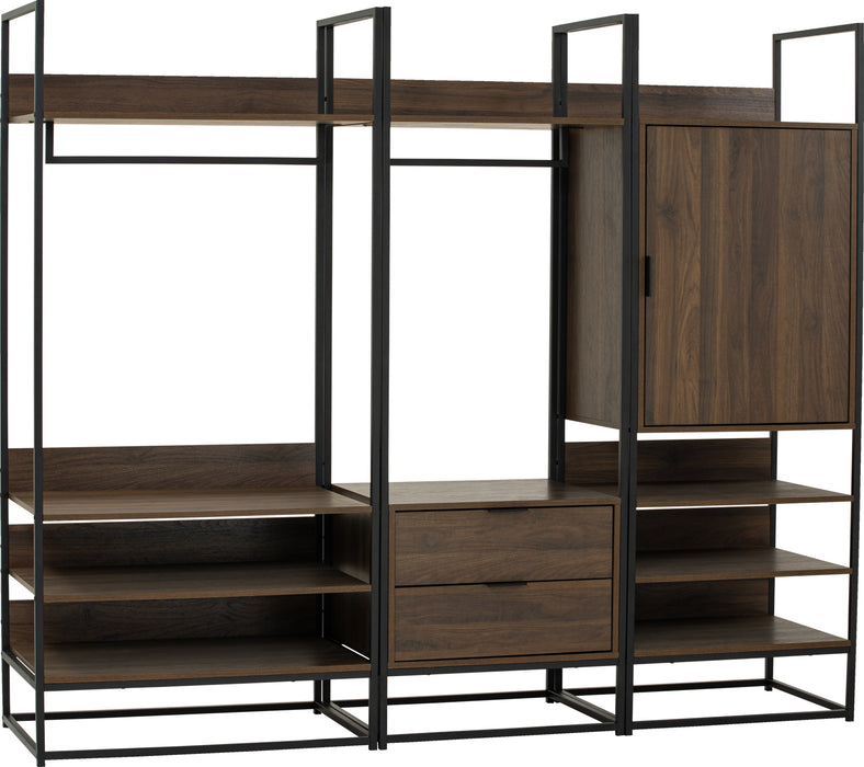 CAPRI Open Wardrobe, black/walnut, 63.8x53x180 cm, 352024