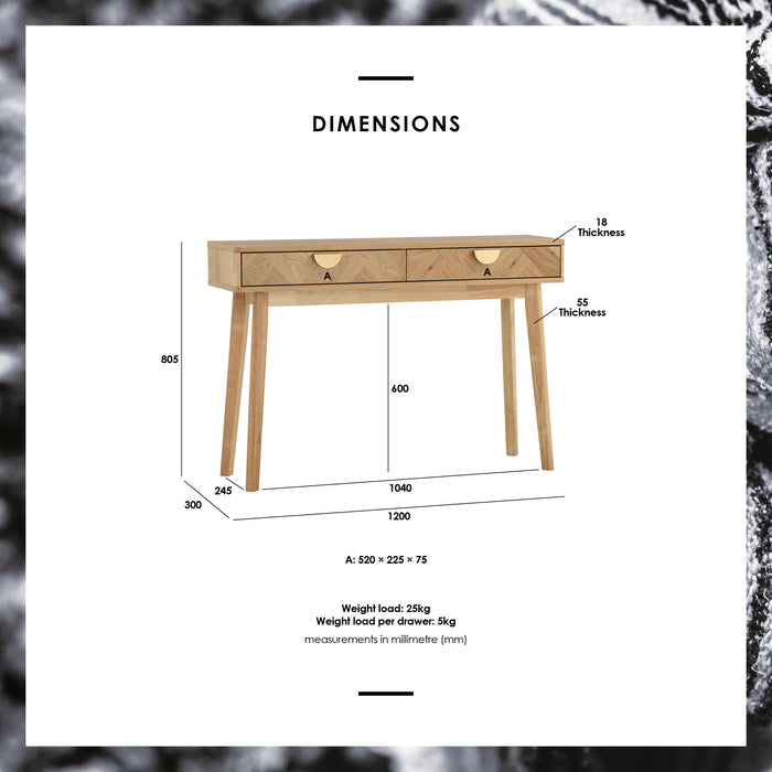 LOFTUS Console table, oak/natural, 120x30x80.5 cm, 134118