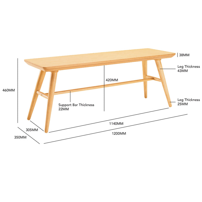 MARRIM Bench, Grey, 120x35x46 cm, 2309324