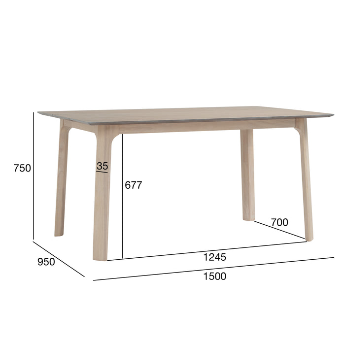 NEATH Dining table, white-wash, 150x95x75 cm, 145130