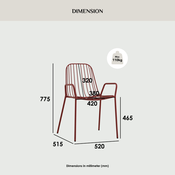 NERISSA Chair, matt red, 52x51.5x77.5 cm