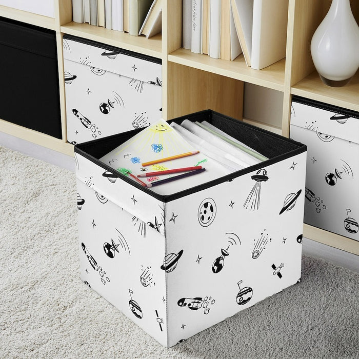 AFTONSPARV Box, space black/white, 33x38x33 cm