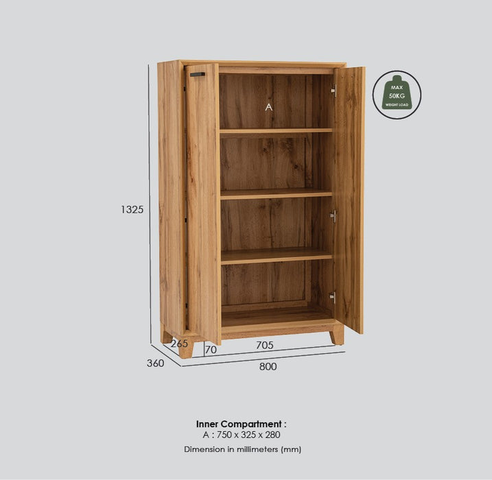 OREGON Multi Functional Cabinet, Oak, 80x36x132 cm, 342008