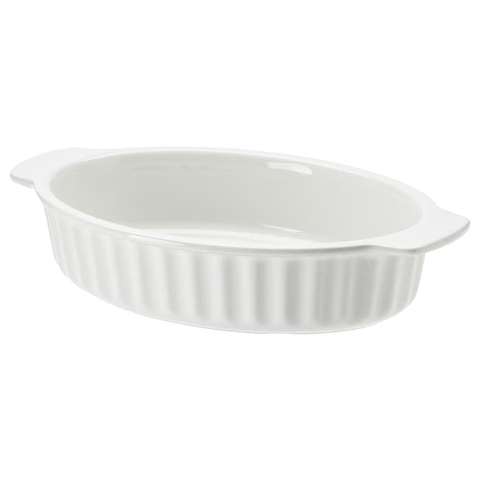 POETISK Oven dish, oval/off-white, 32x21 cm