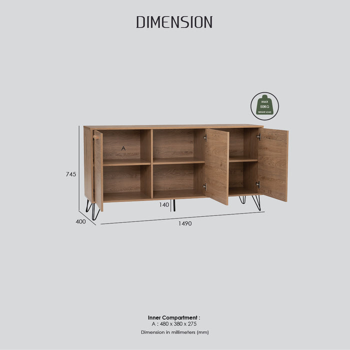 SAMOS Sideboard, oak, 149x40x74.4 cm, 344029