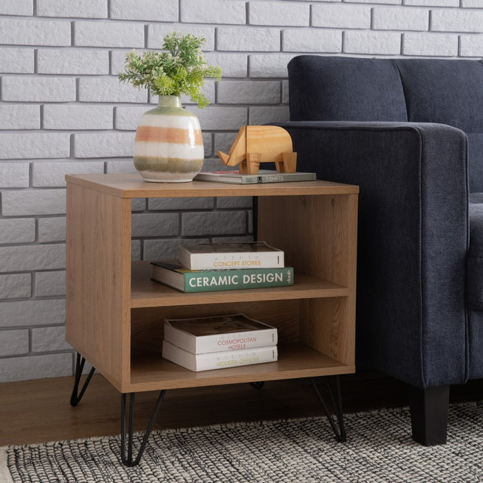 SAMOS Bedside table, black/oak, 48x48x51.4 cm, 151041