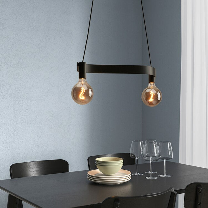 ACKJA Pendant lamp, wave shaped/black, 60 cm