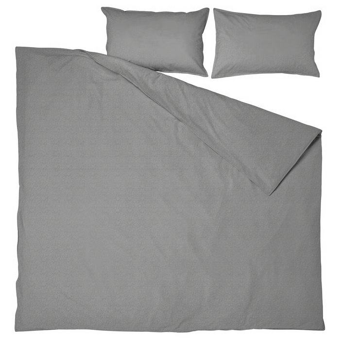 ANGSLILJA Duvet cover and 2 pillowcases, grey, 200x200/50x80 cm, 30479146