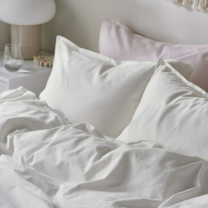 ANGSLILJA Duvet cover and 2 pillowcases, white, 200x200/50x80 cm, 70479149