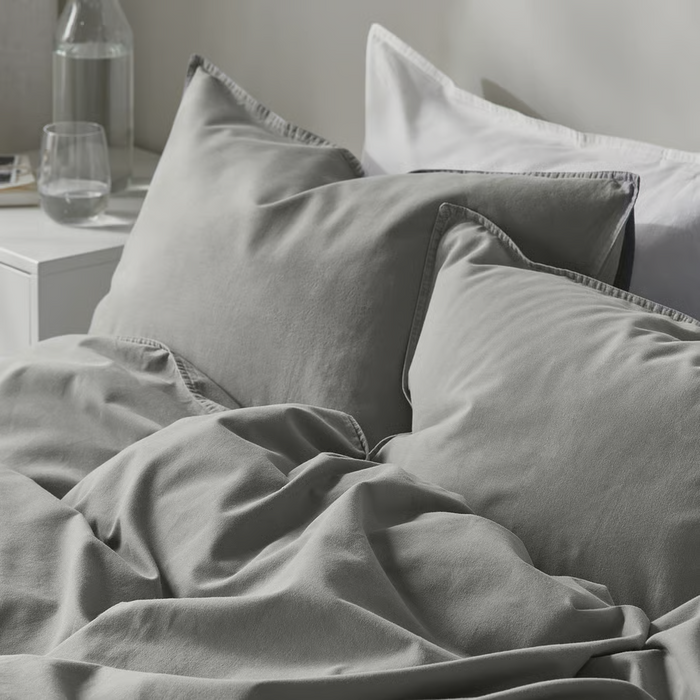 ANGSLILJA Duvet cover and pillowcase, grey, 150x200/50x80 cm, 50318671