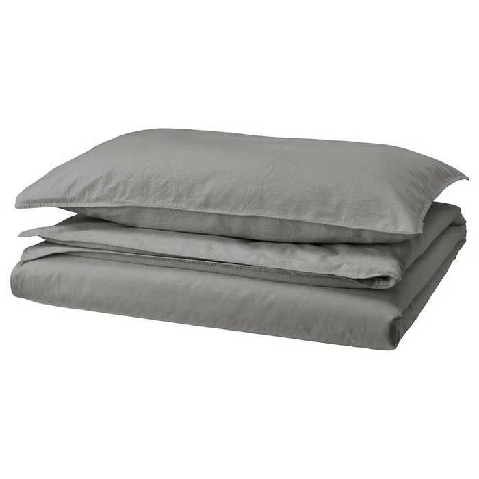 ANGSLILJA Duvet cover and pillowcase, grey, 150x200/50x80 cm, 50318671