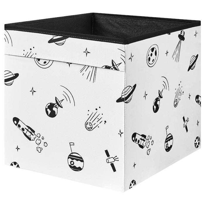 AFTONSPARV Box, space black/white, 33x38x33 cm