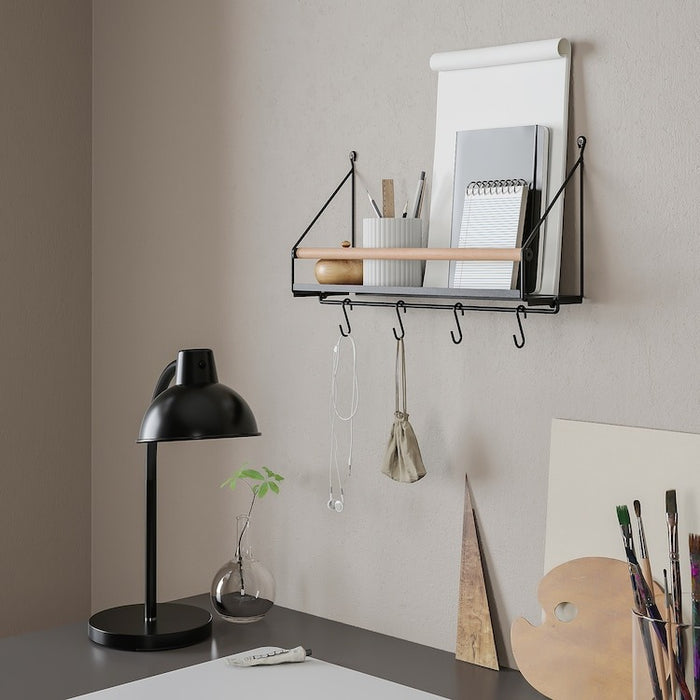 AKERBRUK Wall organiser w hooks, 42x12x26 cm