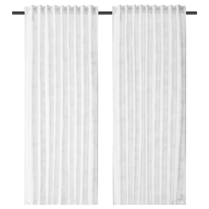 APELSTAVMAL Curtains, 1 pair, white, 145x250 cm