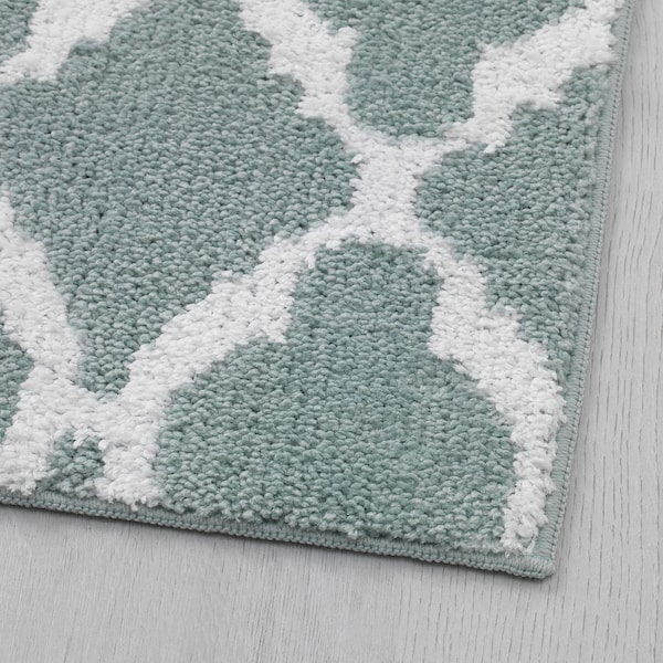 AUNING Kitchen mat, light green/white, 45x120 cm, 70397304