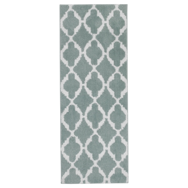 AUNING Kitchen mat, light green/white, 45x120 cm, 70397304