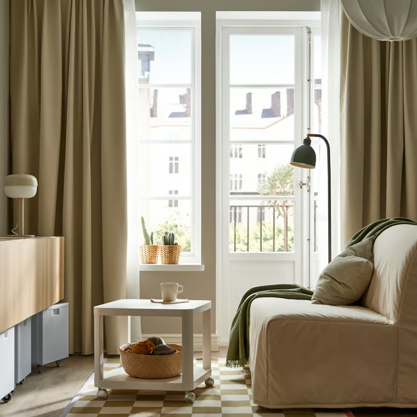 BENGTA Block-out curtain, 1 piece, beige/with heading tape, 210x250 cm, 50602150