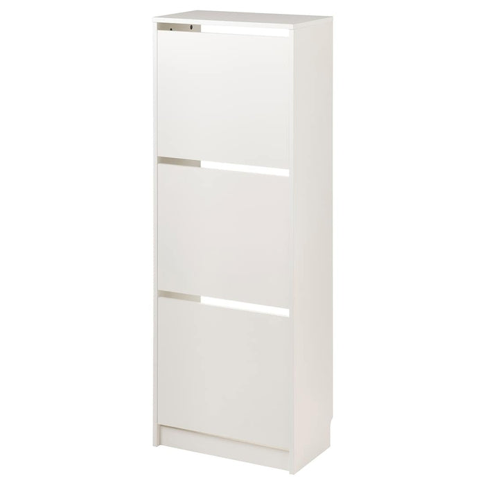 BISSA Shoe cabinet with 3 compartments, white 49x28x135 cm