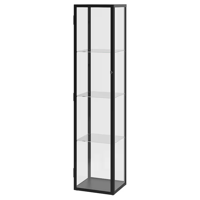 BLALIDEN Glass-door cabinet, black, 35x32x151 cm