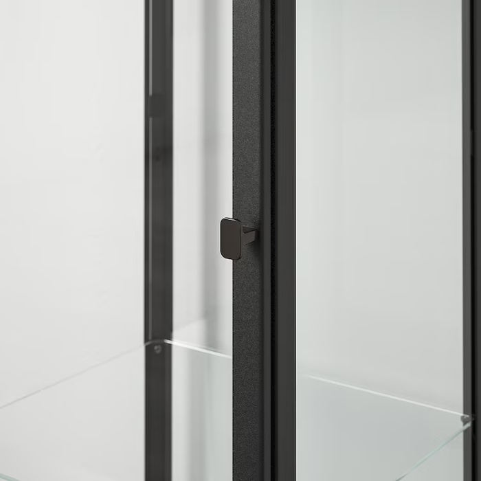 BLALIDEN Glass-door cabinet, black, 35x32x151 cm