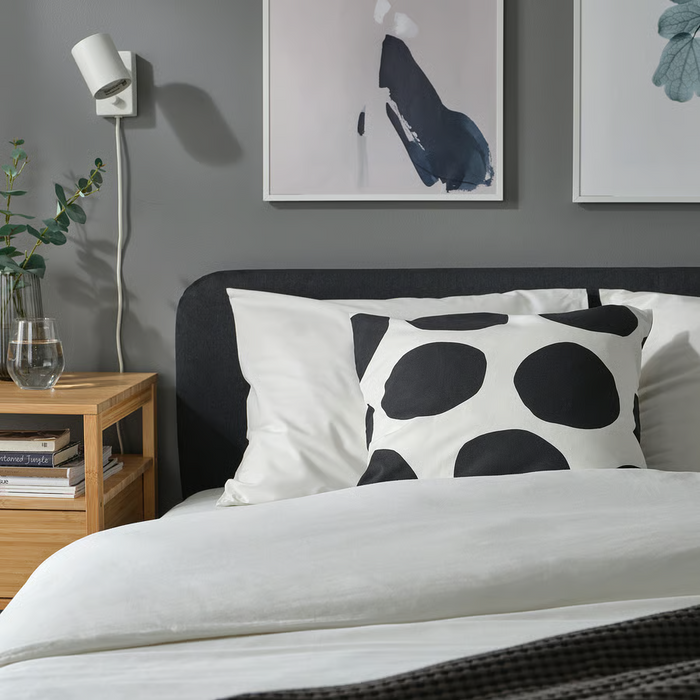 BLAMUNKAR Cushion cover, white/black/dot pattern, 50x50 cm, 80599636
