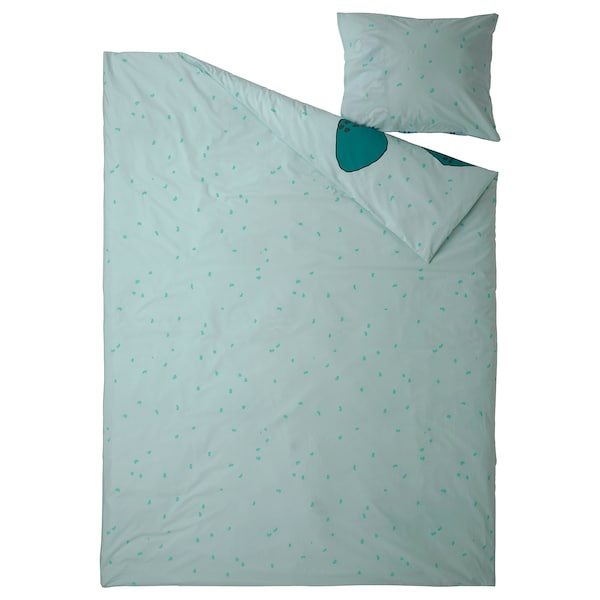 BLAVINGAD Duvet cover and pillowcase, turtle pattern/turquoise, 150x200/50x80 cm, 20521117