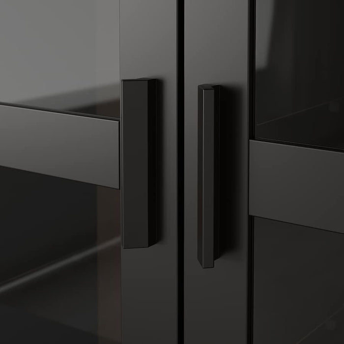 BRIMNES Glass-door cabinet, black, 80x190 cm, 70409887