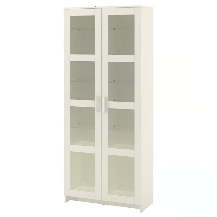 BRIMNES Glass-door cabinet, white, 80x190 cm, 30409889