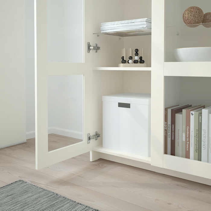 BRIMNES Glass-door cabinet, white, 80x190 cm, 30409889