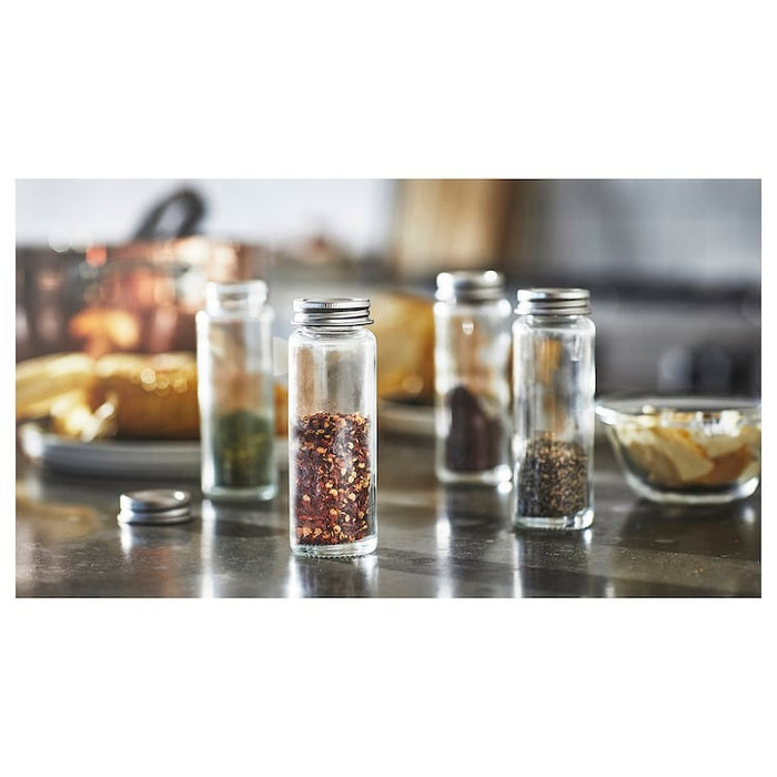 CITRONHAJ Spice jar, clear glass/stainless steel, 10 cl