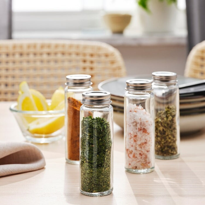 CITRONHAJ Spice jar, clear glass/stainless steel, 10 cl