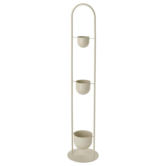 DAKSJUS plant stand with 3 plant pots, in/outdoor light grey-beige