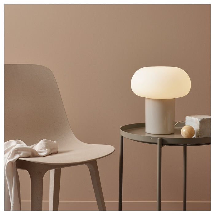 DEJSA Tabe Lamp, beige/opal white glass, 28cm