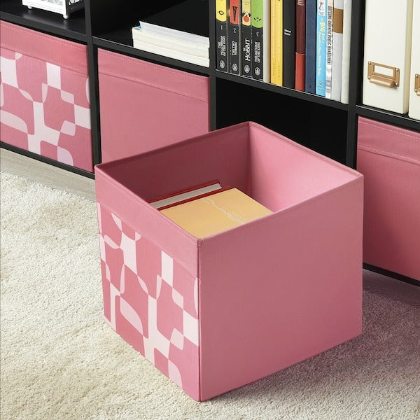 DRONA Box, pink/white, 33x38x33 cm