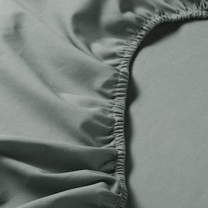 DVALA Fitted sheet, grey-green, 80x200 cm