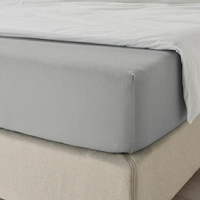 DVALA Fitted sheet, light grey, 180x200 cm