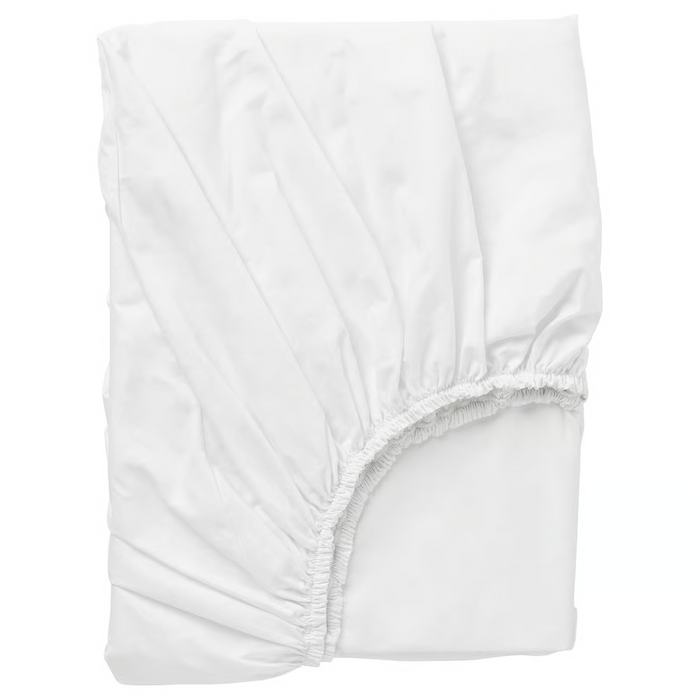 DVALA Fitted sheet, white, 180x200 cm, 20356565