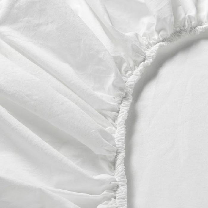 DVALA Fitted sheet, white, 180x200 cm, 20356565