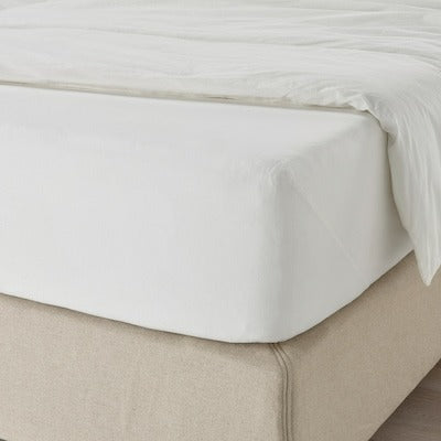 DVALA Fitted sheet, white, 150x200 cm