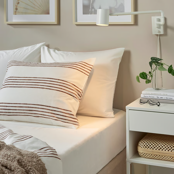 DVALA Fitted sheet, white, 180x200 cm, 20356565