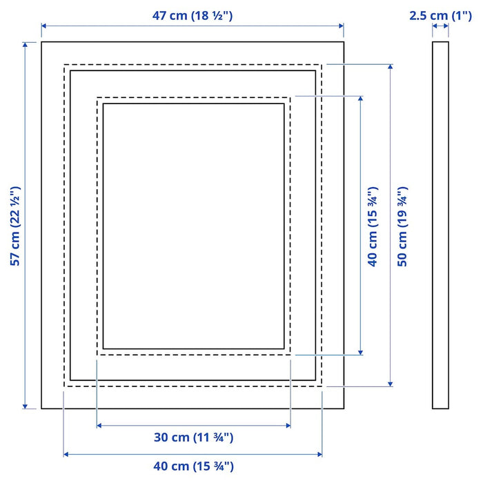 EDSBRUK Frame, black stained, 40x50 cm