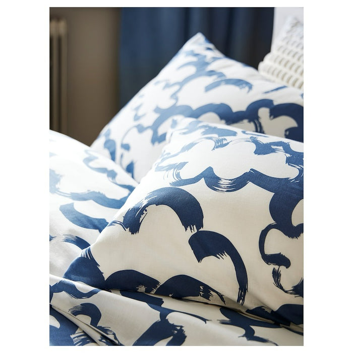 EKPURPURMAL Duvet cover and 2 pillowcases, white blue/cloud, 200x200/50x80 cm